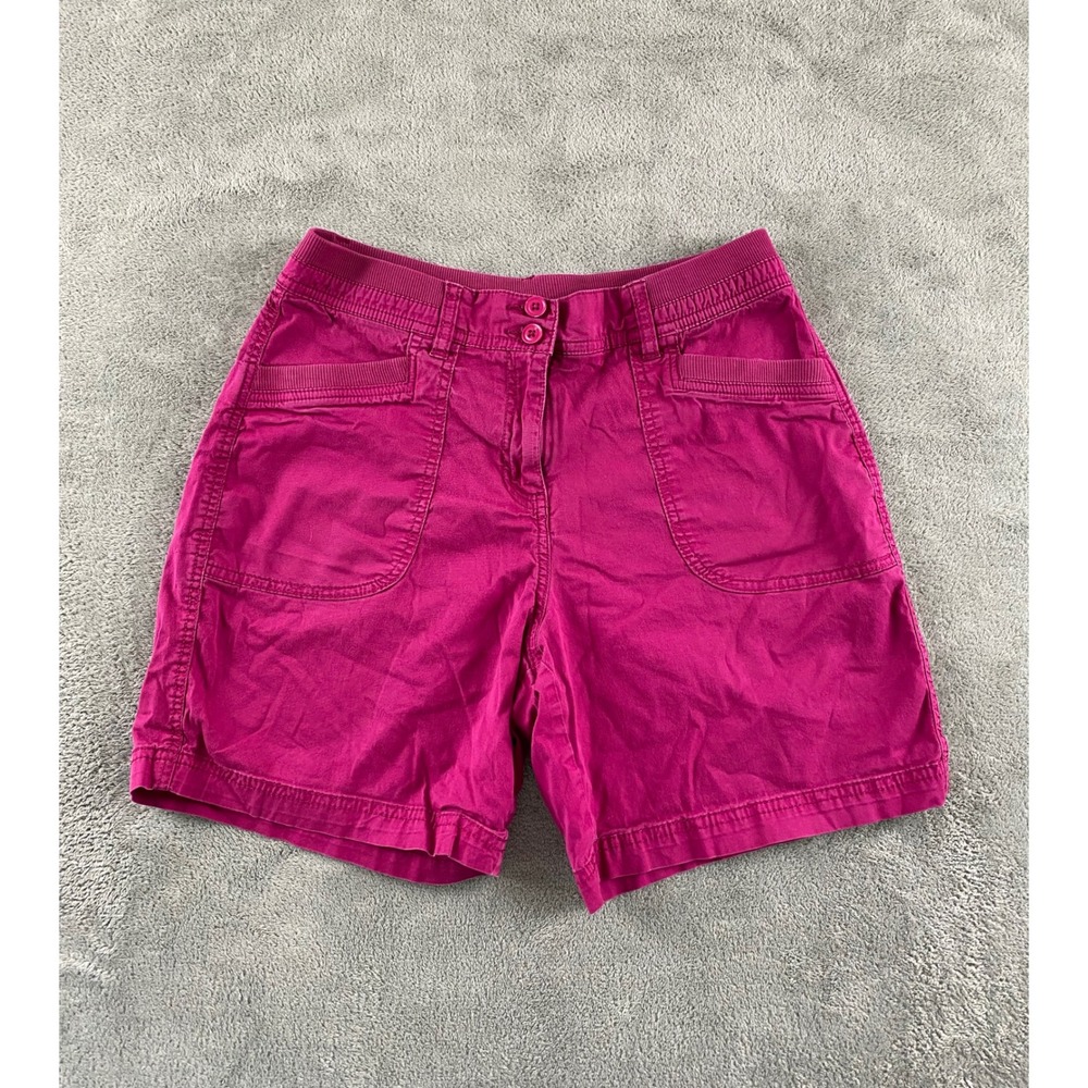 Kim Rogers Womens Magenta Pink Stretch Cotton Ribbed Waist Shorts Size 6
